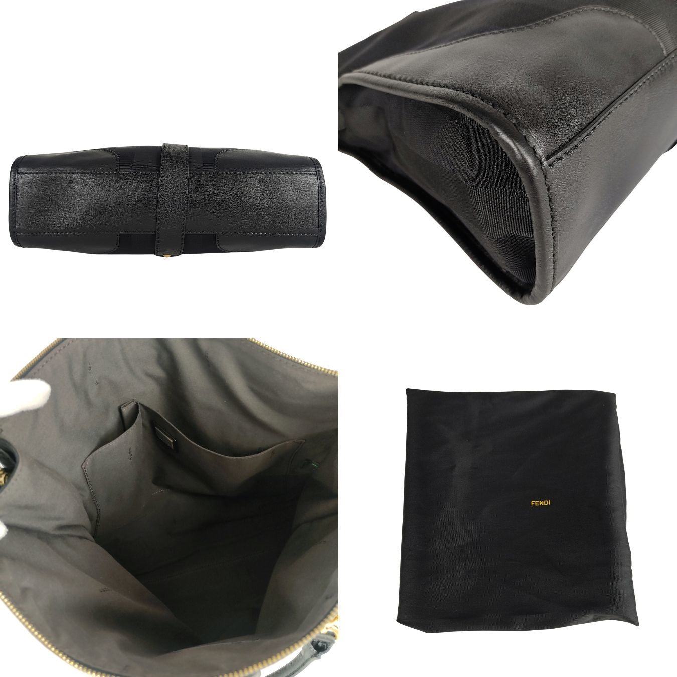 Fendi borsa a mano in tela Pacan e pelle nera