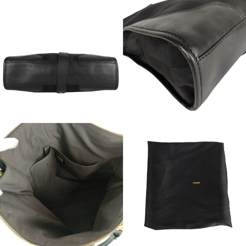 Fendi borsa a mano in tela Pacan e pelle nera