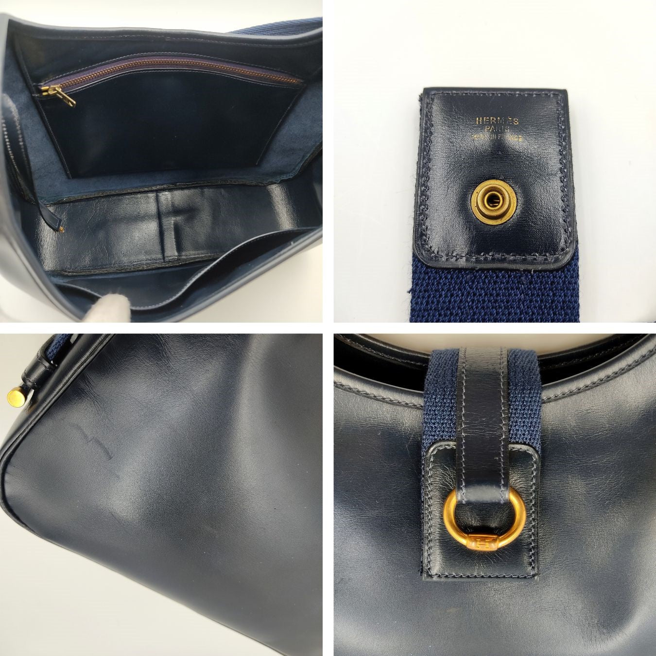 Hermès borsa vintage Tsako in pelle blu anno '86