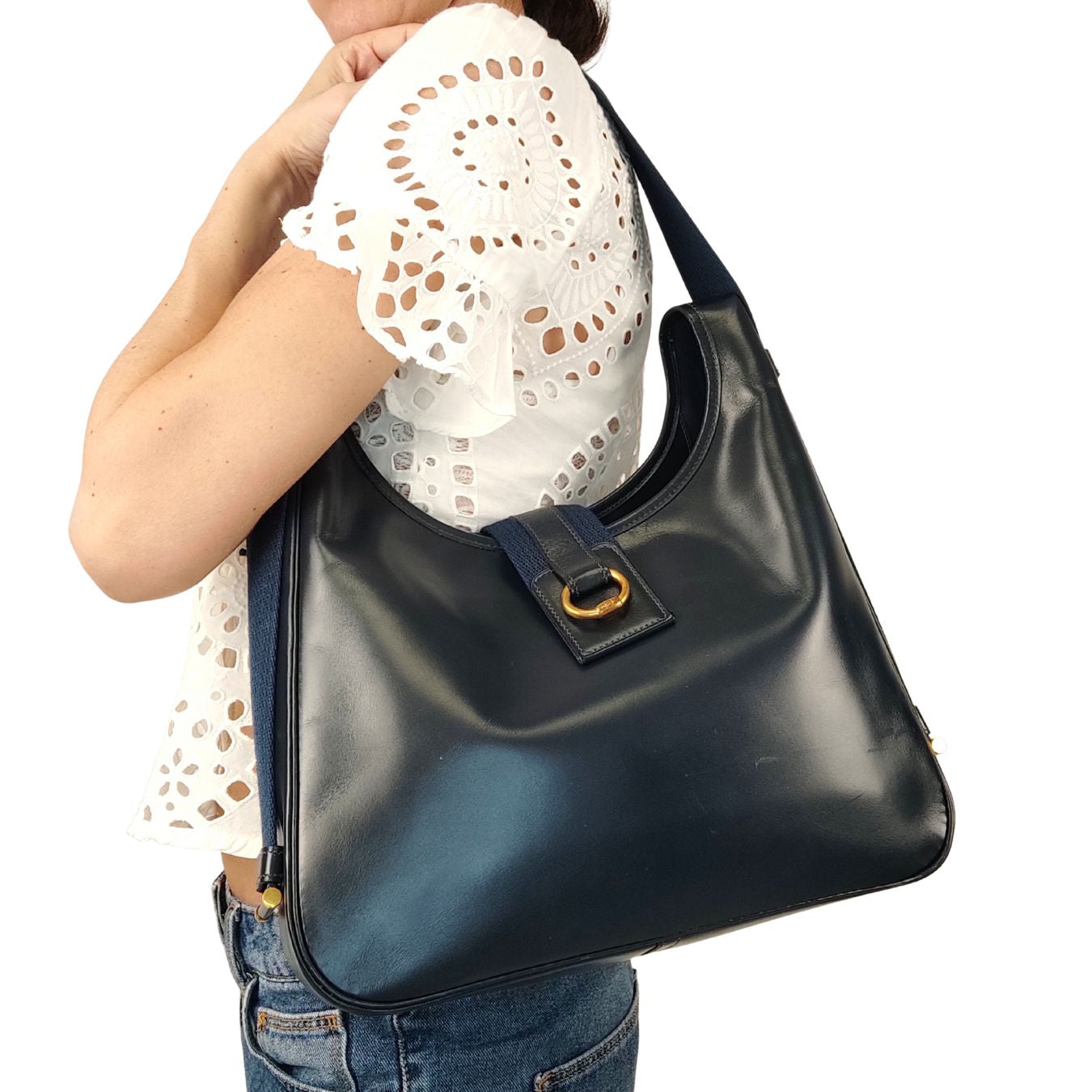 Hermès borsa vintage Tsako in pelle blu anno '86