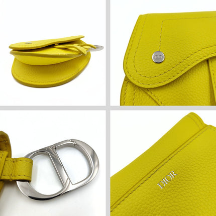 Dior portachiavi pouch Saddle in pelle giallo fluo