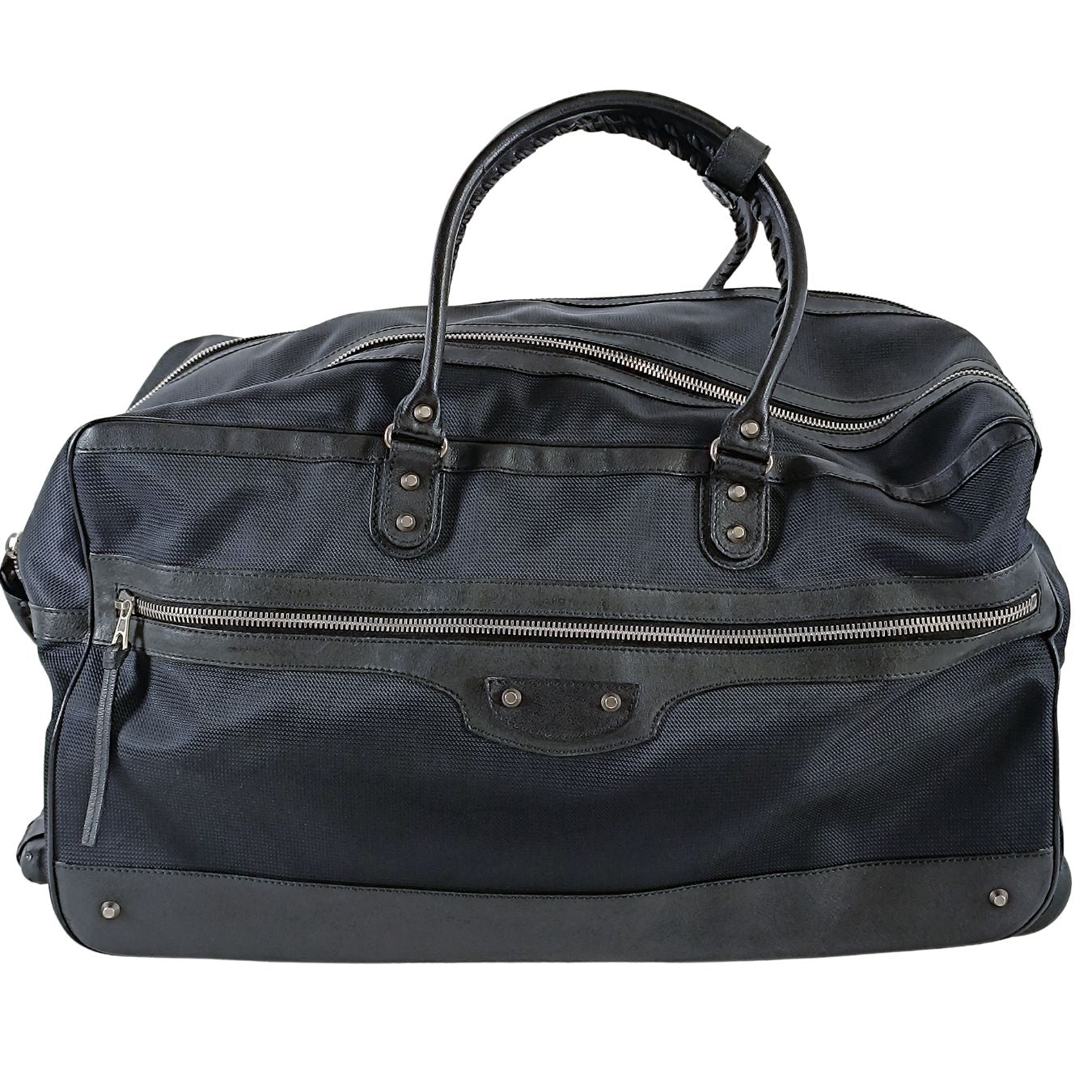 Balenciaga valigia Trolley in tela e pelle nera