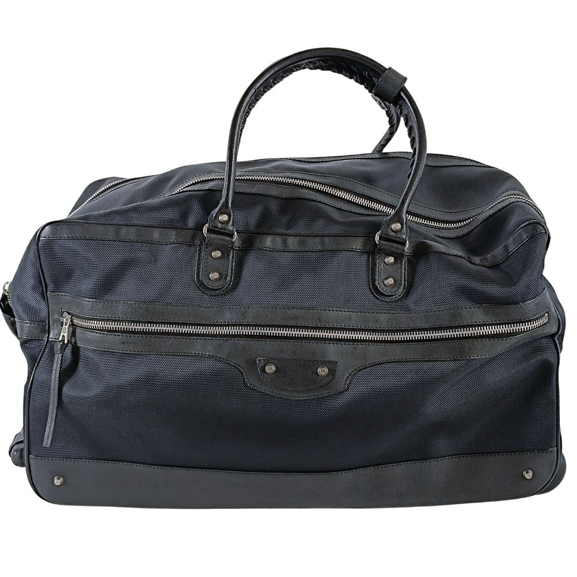 Balenciaga valigia Trolley in tela e pelle nera