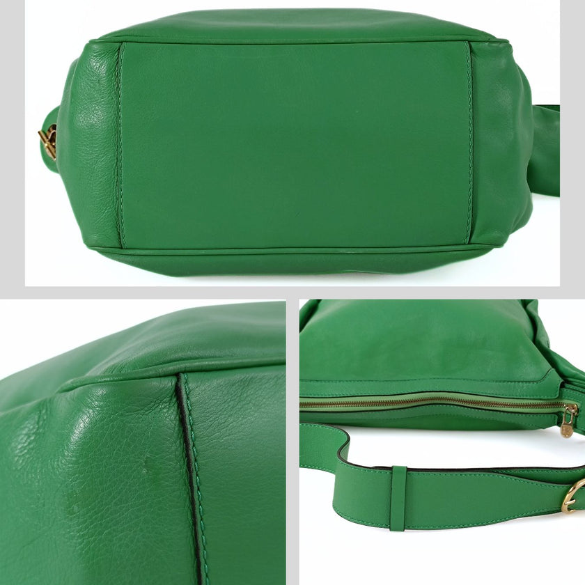 Céline borsa vintage a spalla in pelle verde acido