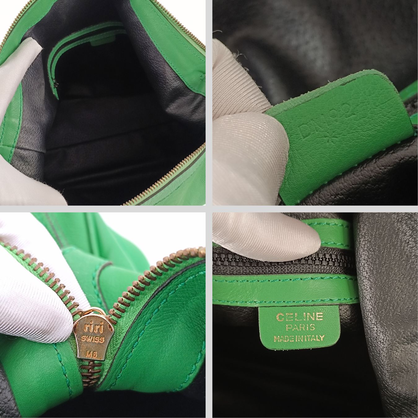 Céline borsa vintage a spalla in pelle verde acido