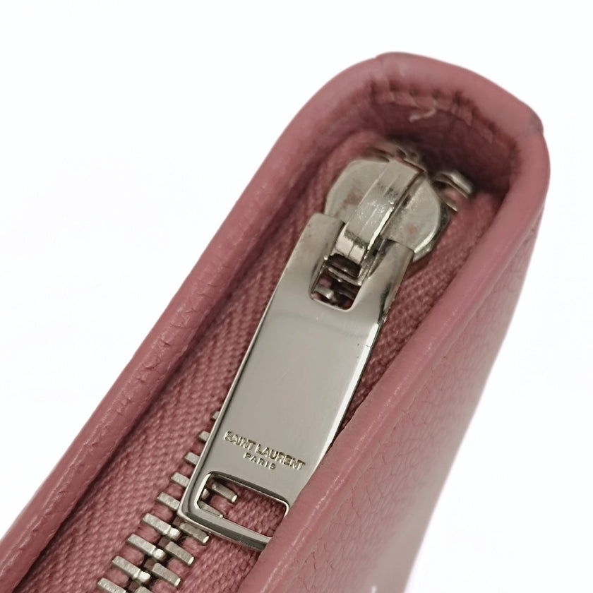 Saint Laurent portafoglio lungo Paris in pelle rosa