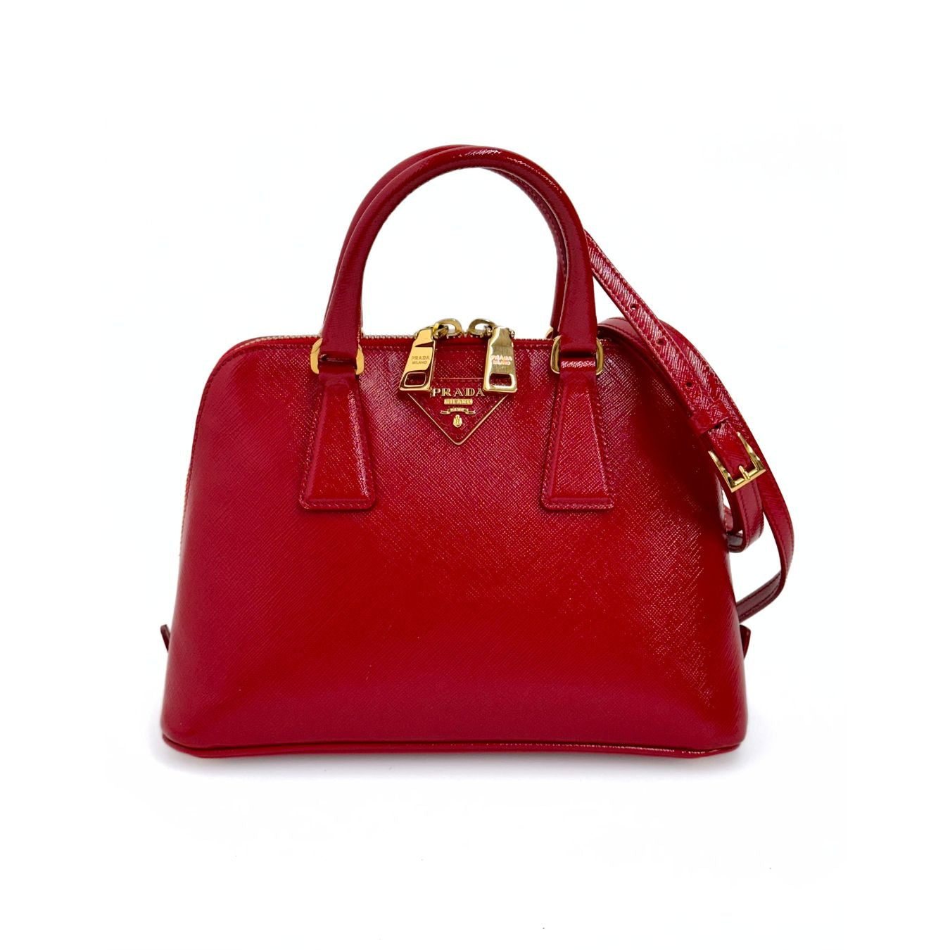 Prada borsa a tracolla Promenade in vernice rossa