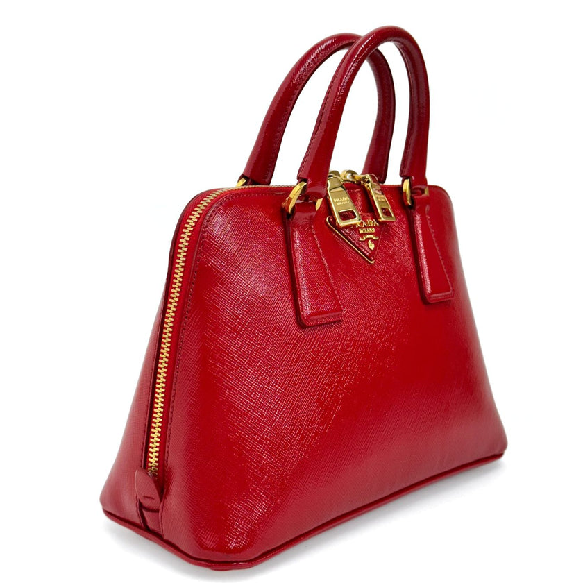 Prada borsa a tracolla Promenade in vernice rossa