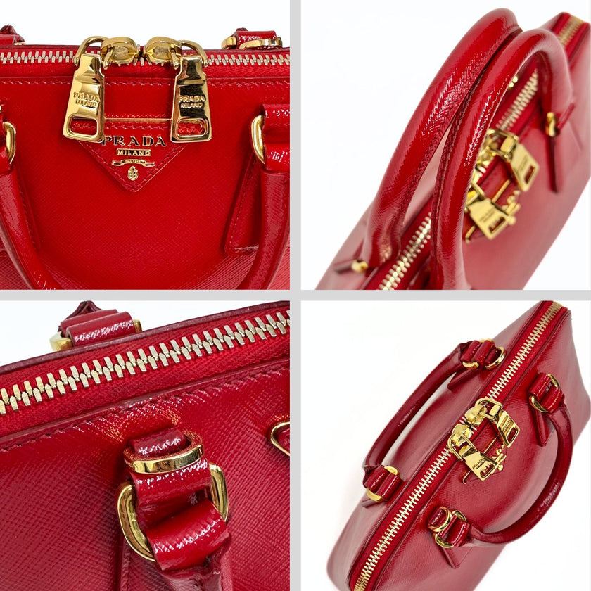 Prada borsa a tracolla Promenade in vernice rossa