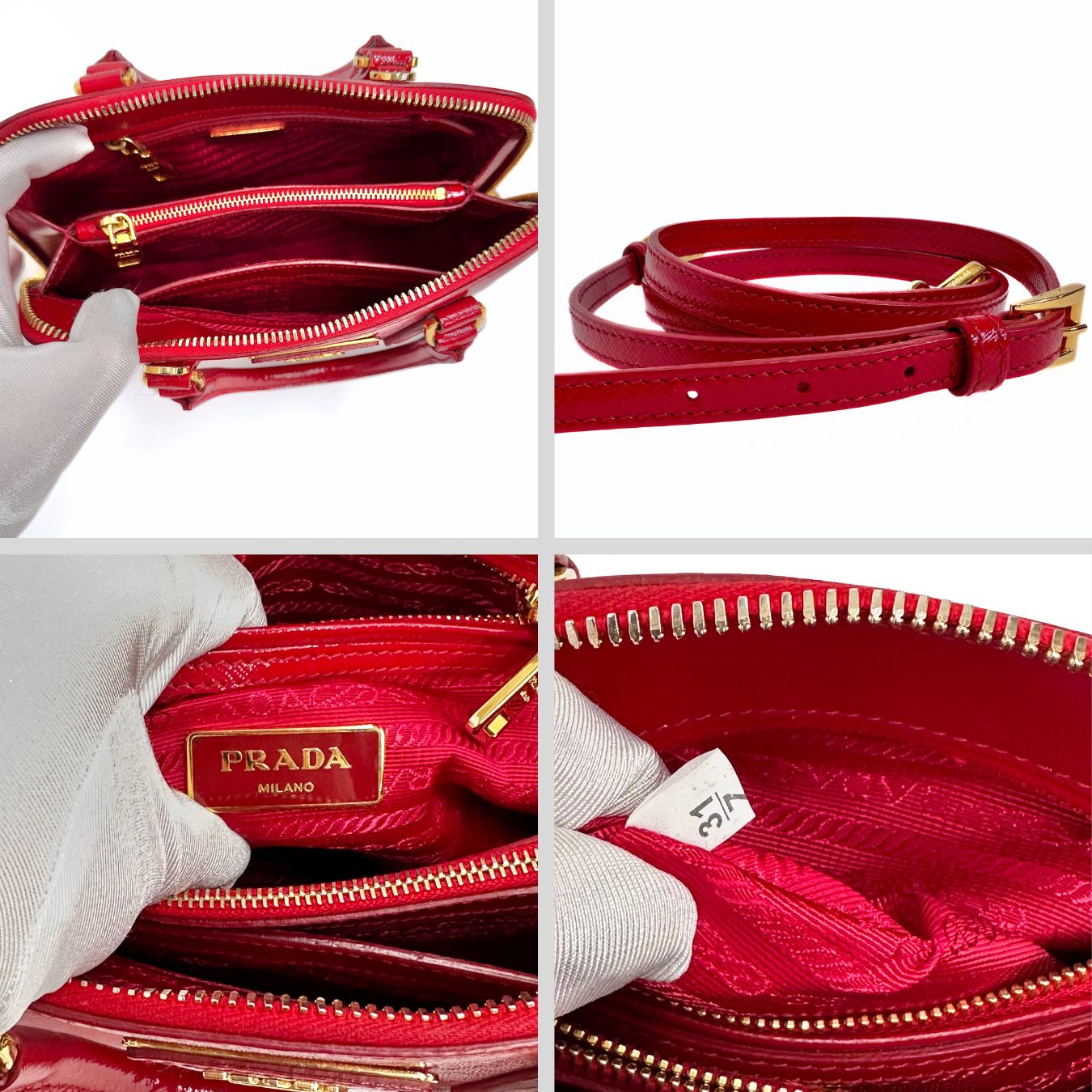 Prada borsa a tracolla Promenade in vernice rossa
