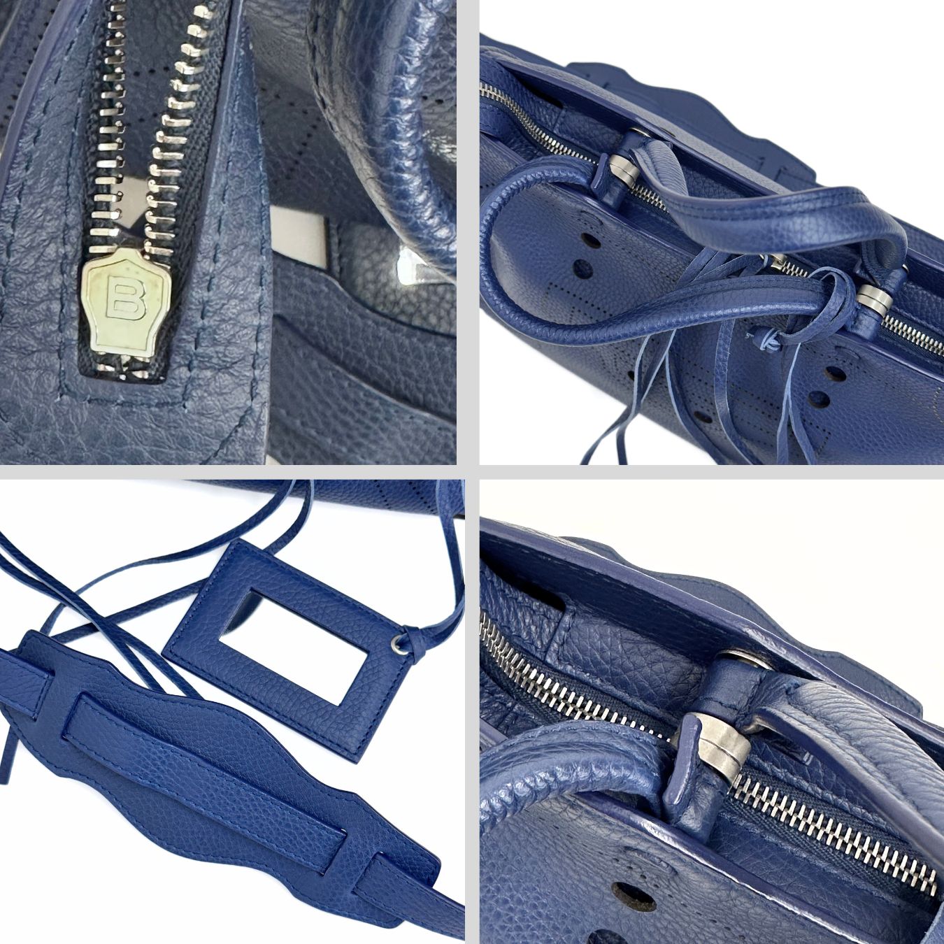 Balenciaga Blackout City borsa in pelle blu