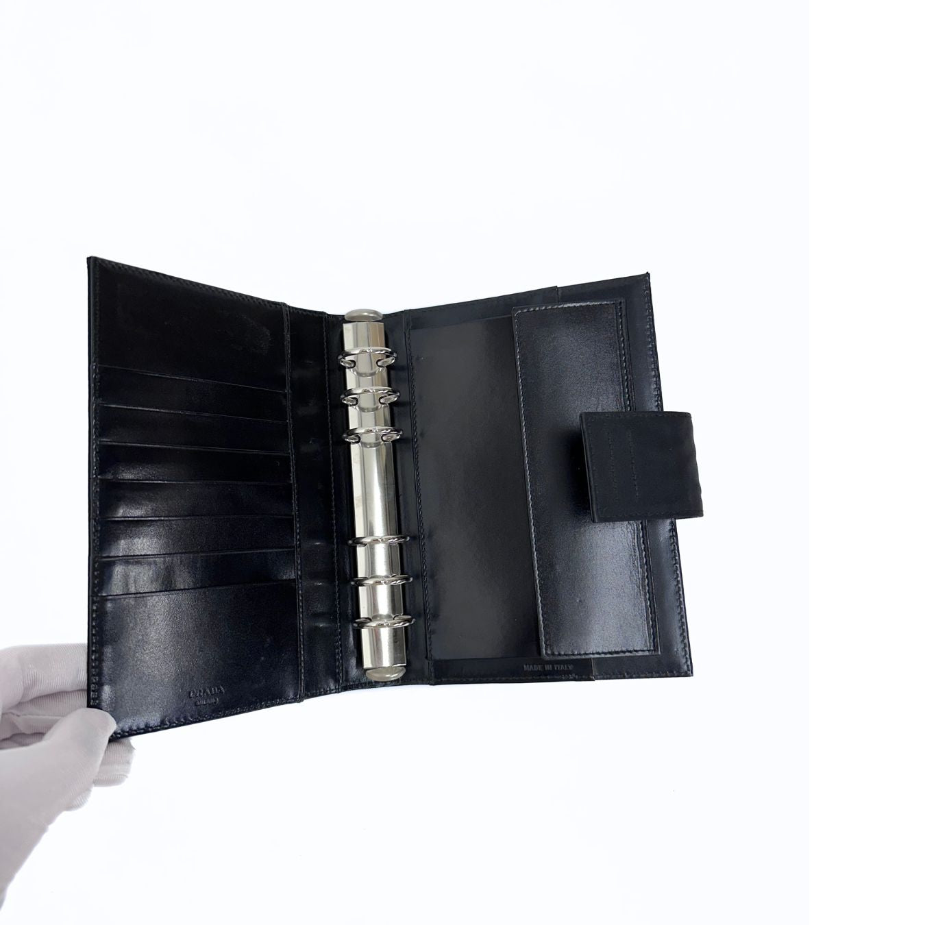 Prada copertina per agenda in tela vela nera