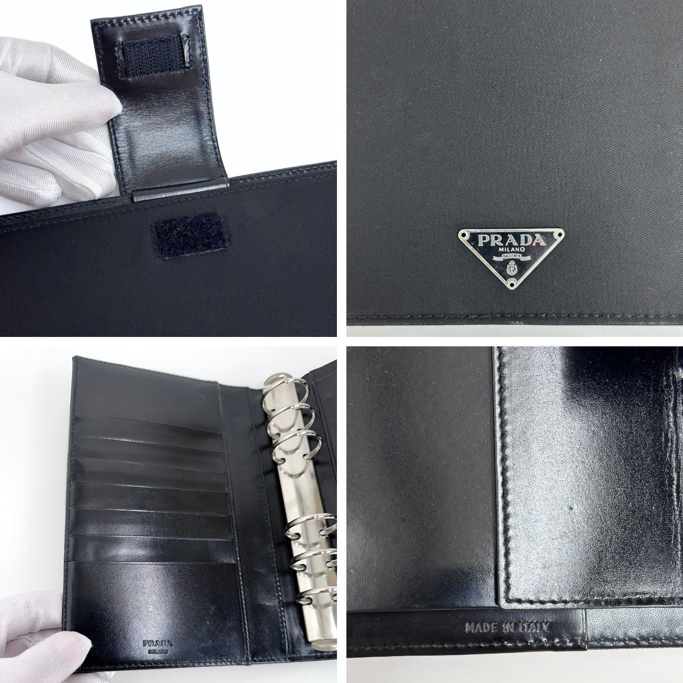 Prada copertina per agenda in tela vela nera