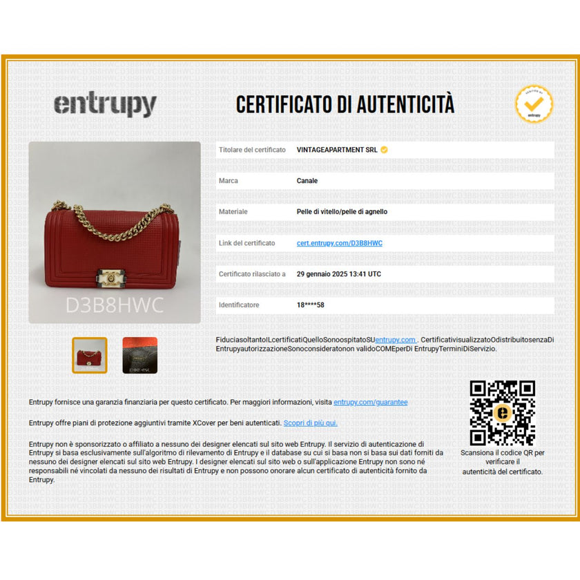 Chanel borsa a tracolla Boy 25 in pelle rossa