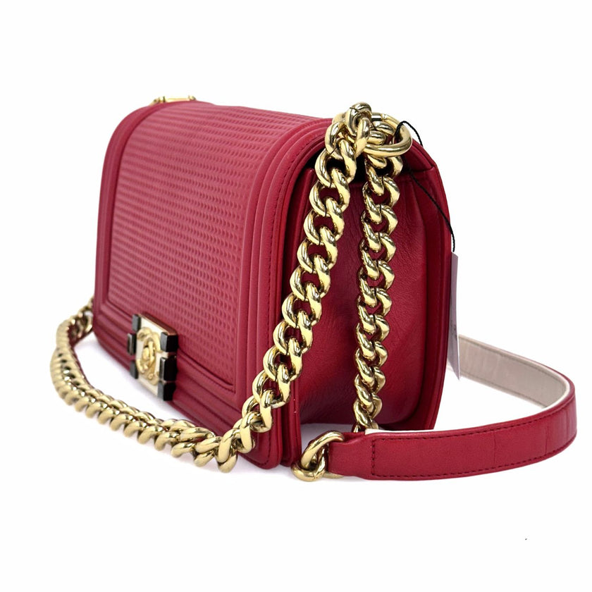 Chanel borsa a tracolla Boy 25 in pelle rossa