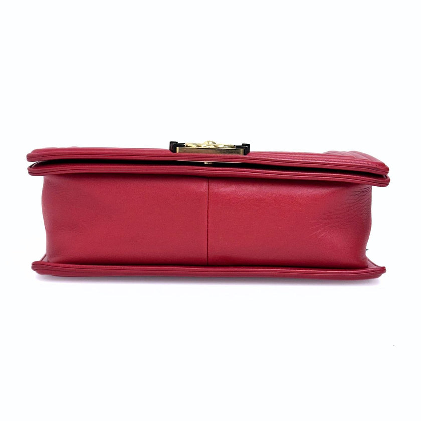 Chanel borsa a tracolla Boy 25 in pelle rossa