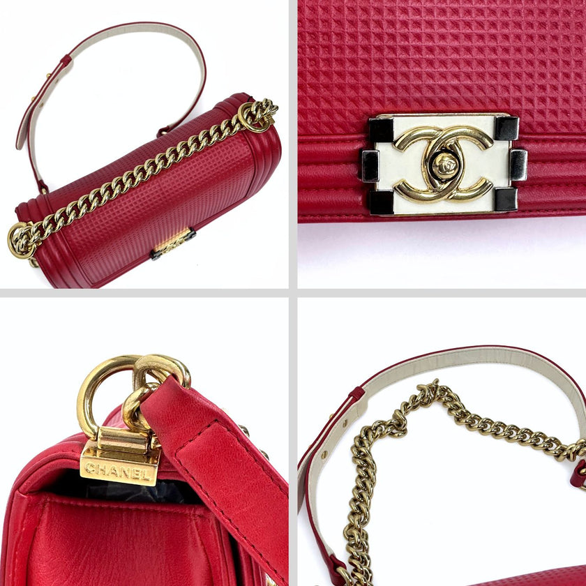 Chanel borsa a tracolla Boy 25 in pelle rossa