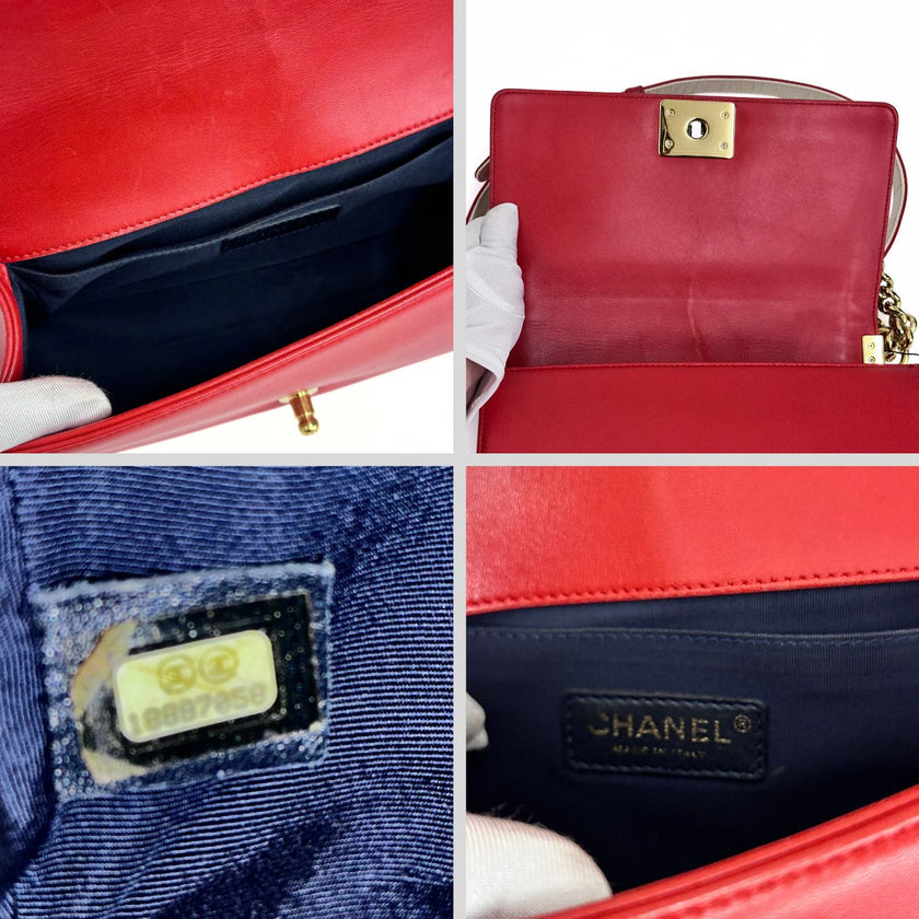 Chanel borsa a tracolla Boy 25 in pelle rossa