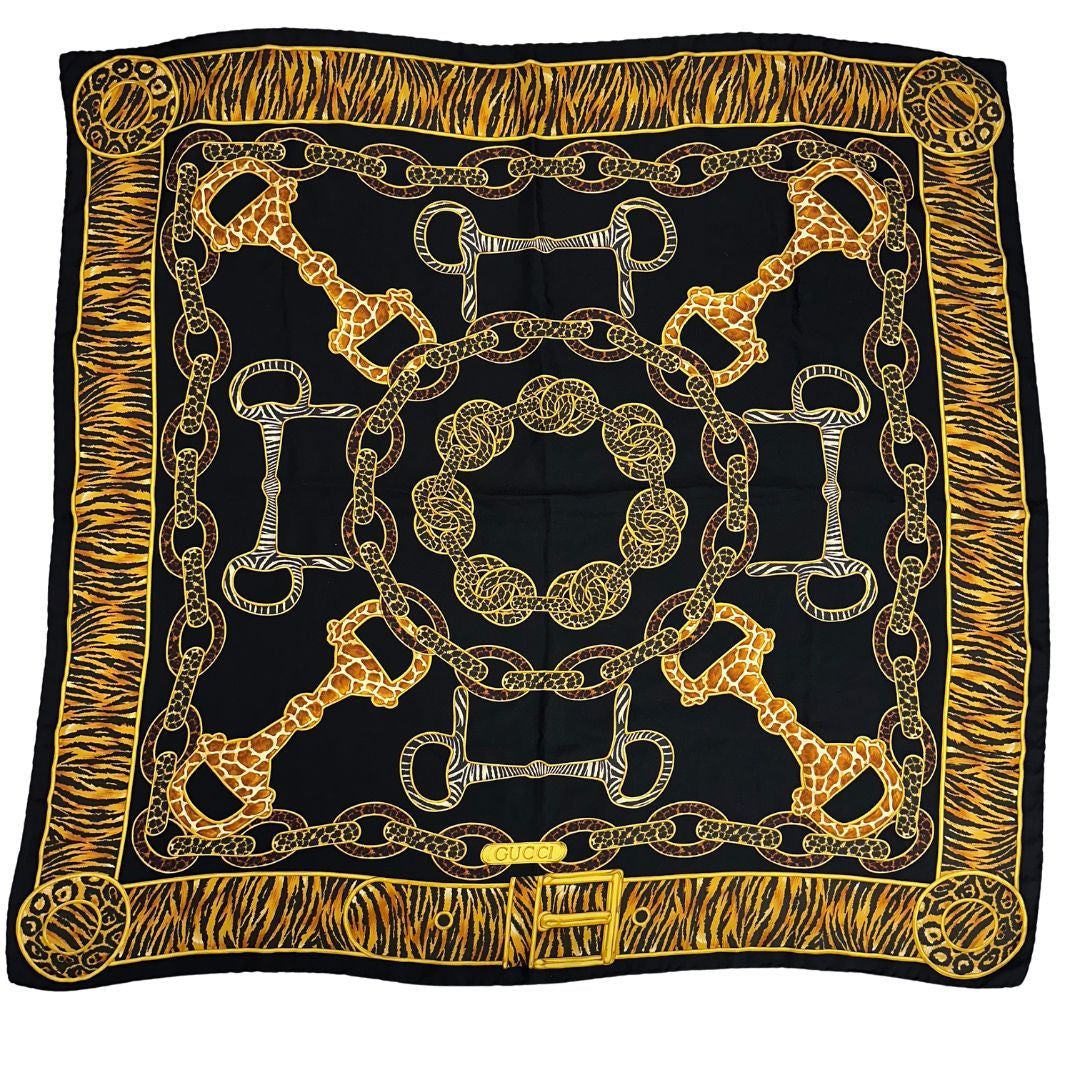 Gucci foulard Horsebit animalier in seta