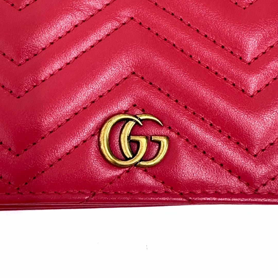 Gucci portafoglio compatto Marmont GG in pelle rossa
