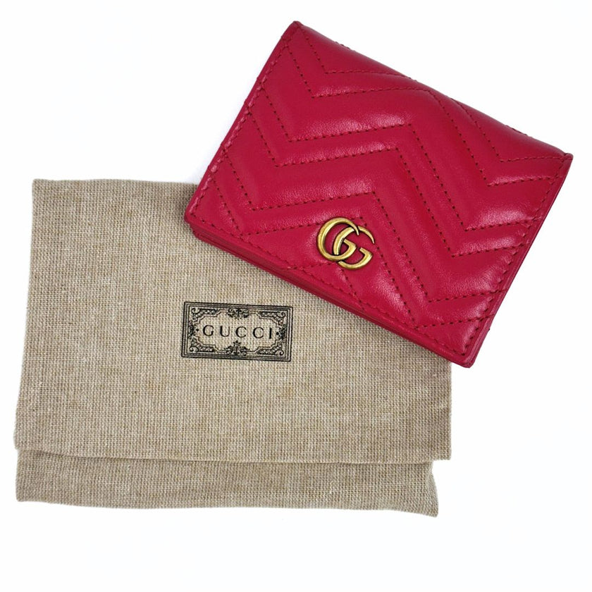 Gucci portafoglio compatto Marmont GG in pelle rossa