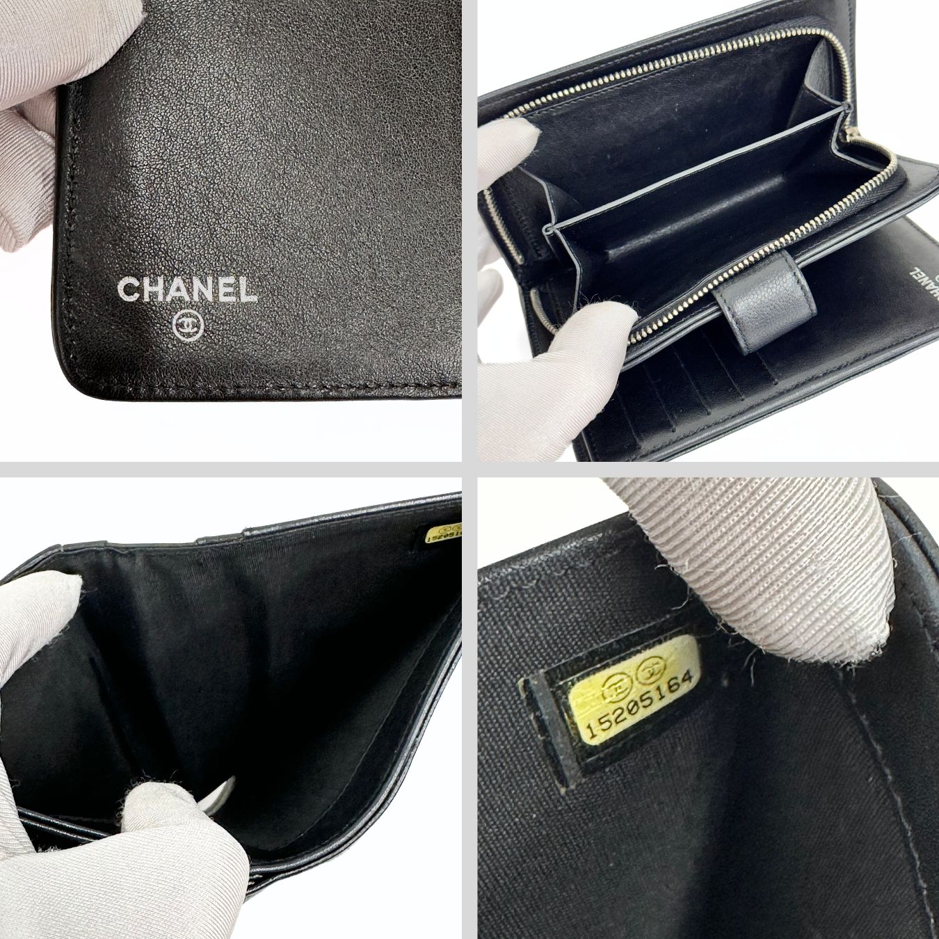 Chanel portafoglio in pelle nera Caviar