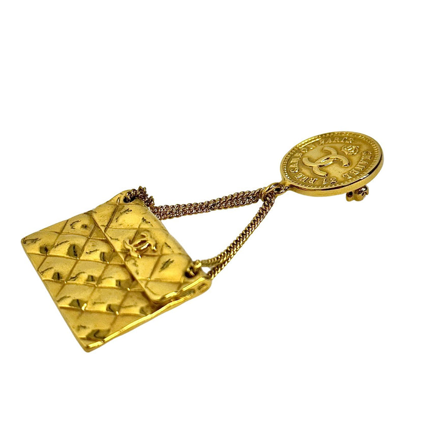 Chanel spilla Classic Flap placcato oro