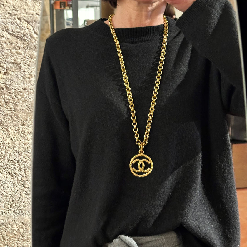 Chanel collana vintage 1993 CC medaglione