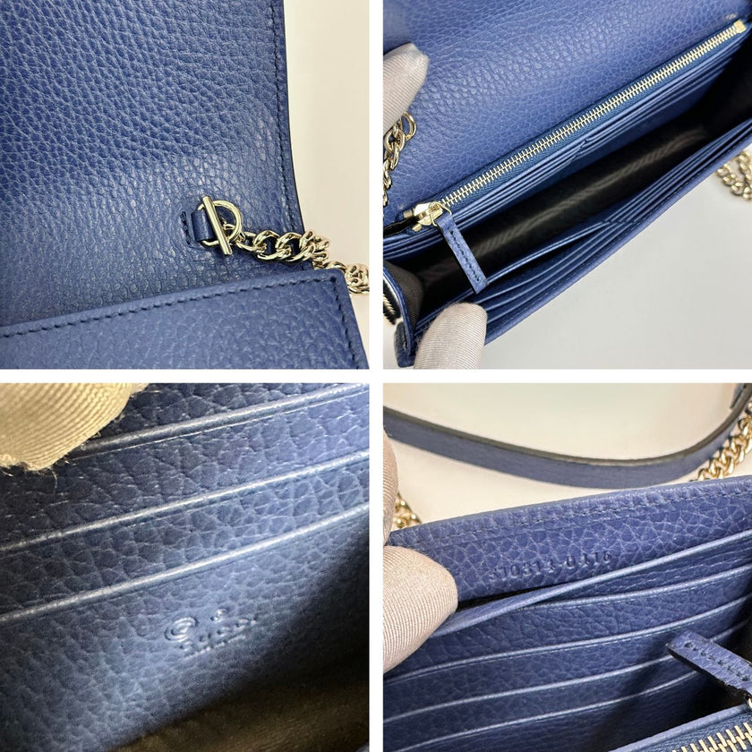 Borsa Gucci Wallet on Chain Interlocking in Pelle Avion