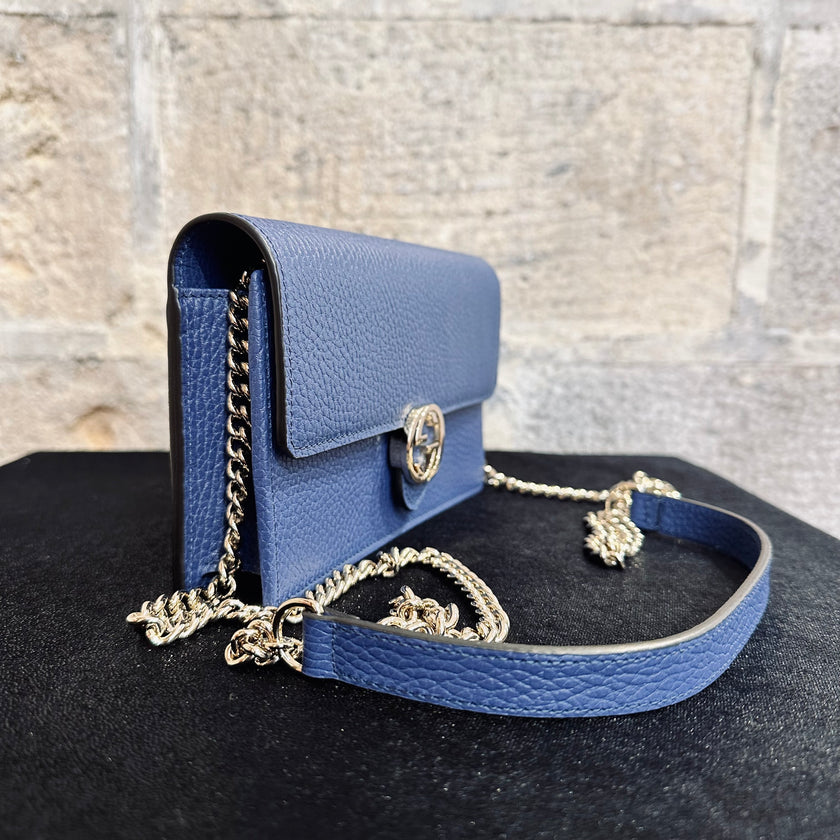 Borsa Gucci Wallet on Chain Interlocking in Pelle Avion