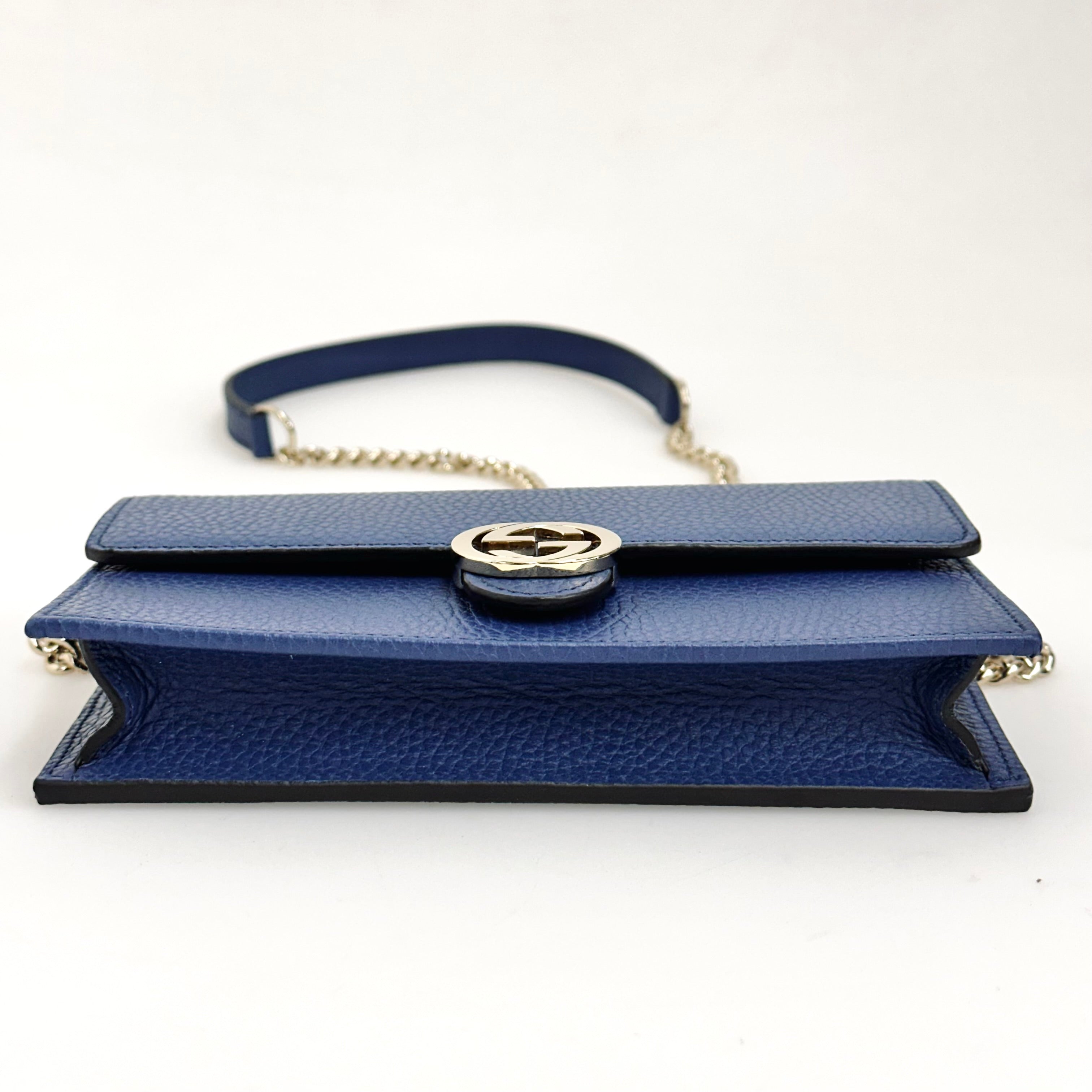 Borsa Gucci Wallet on Chain Interlocking in Pelle Avion