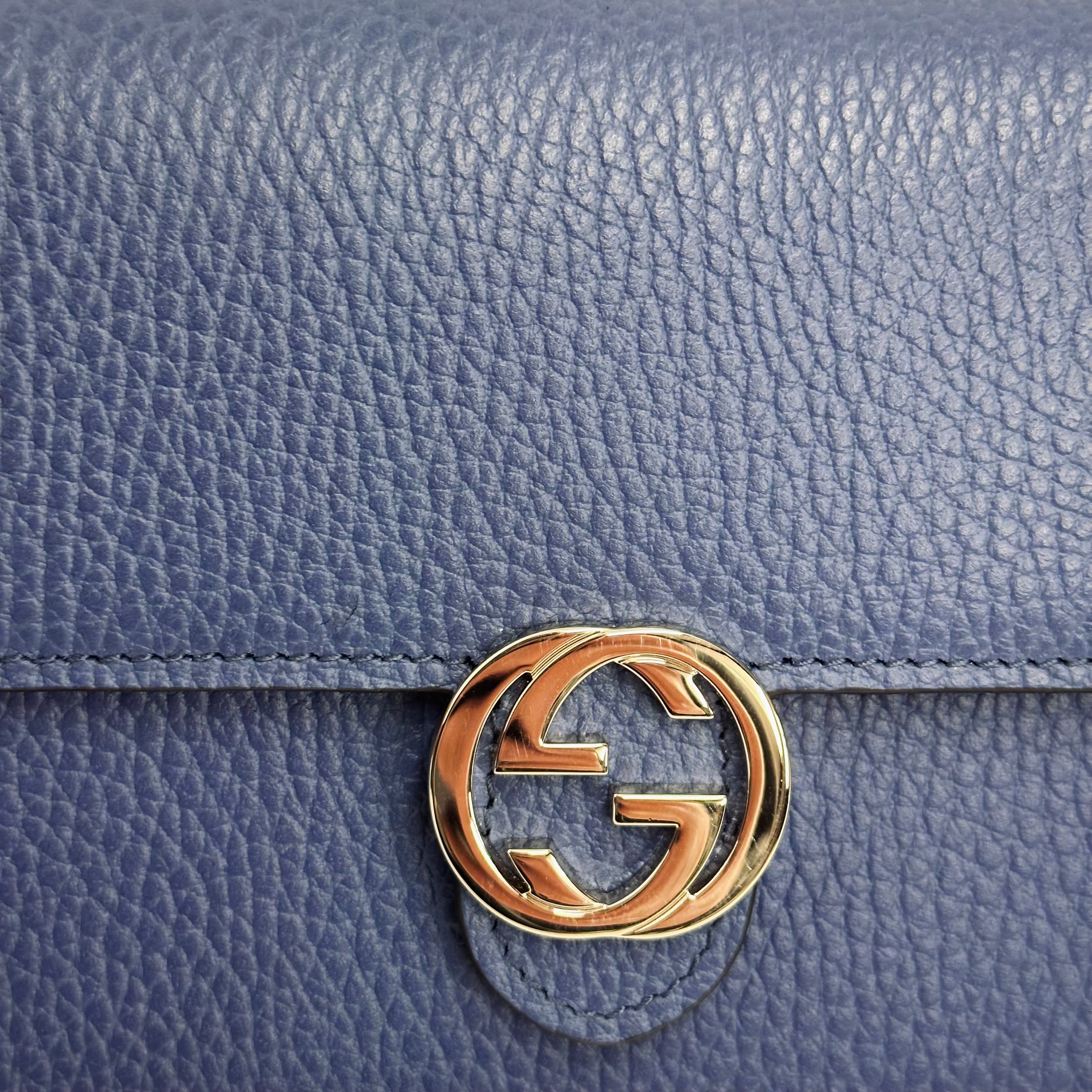 Borsa Gucci Wallet on Chain Interlocking in Pelle Avion