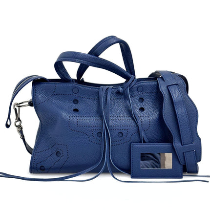 Balenciaga Blackout City borsa in pelle blu