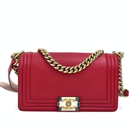 Chanel borsa a tracolla Boy 25 in pelle rossa