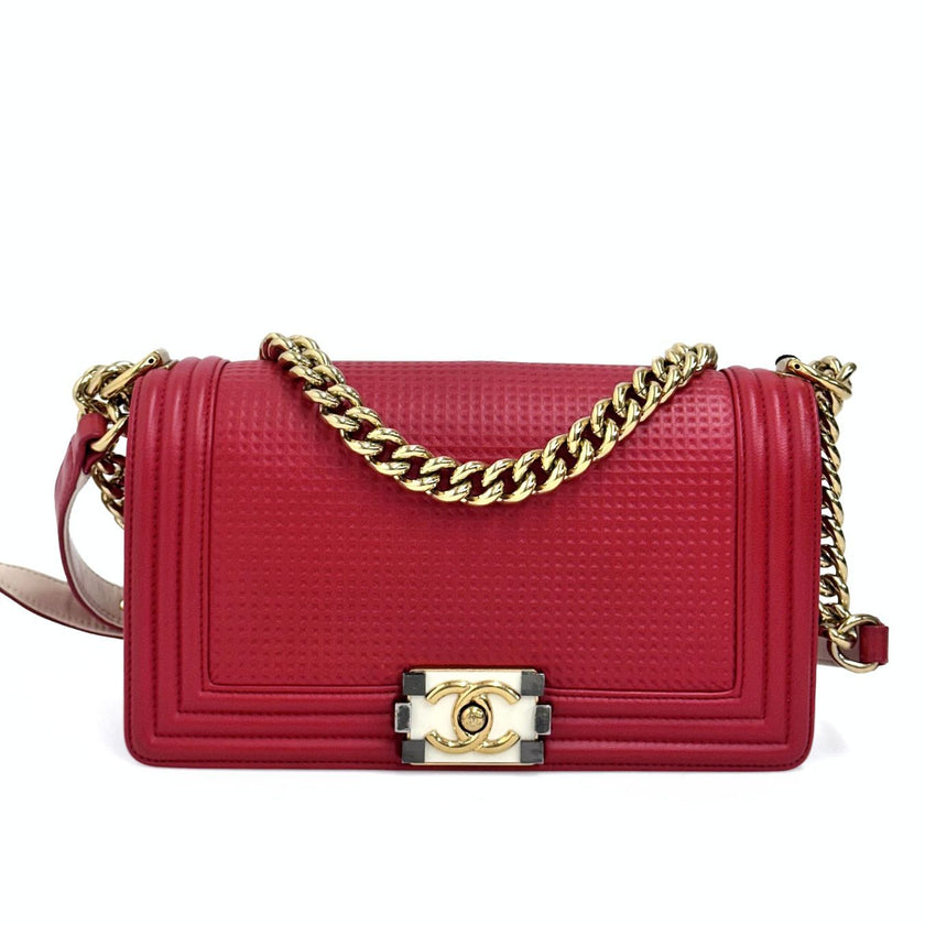 Chanel borsa a tracolla Boy 25 in pelle rossa