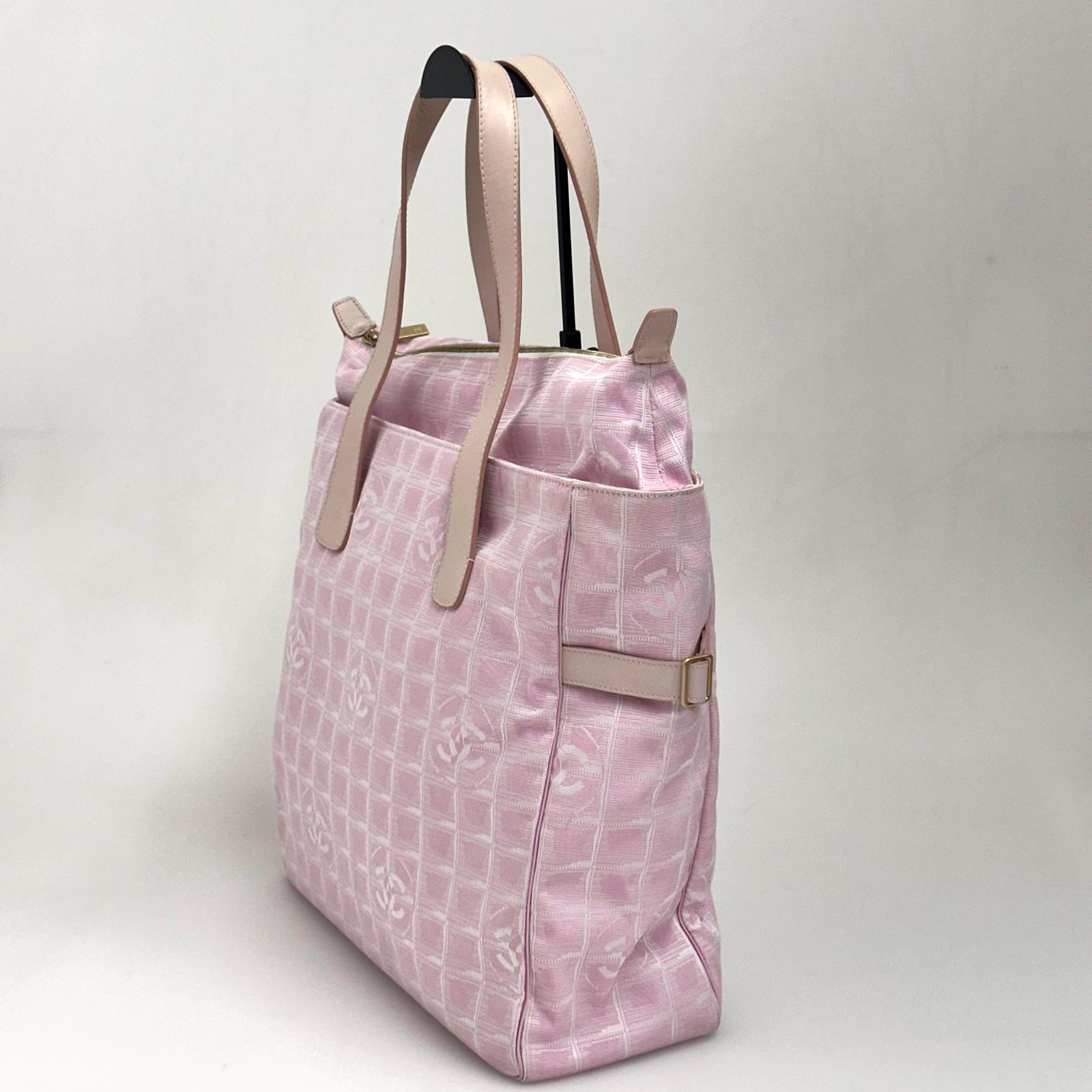 Chanel Borsa Shopper Linea Viaggio in Jacquard Rosa Anni 2000