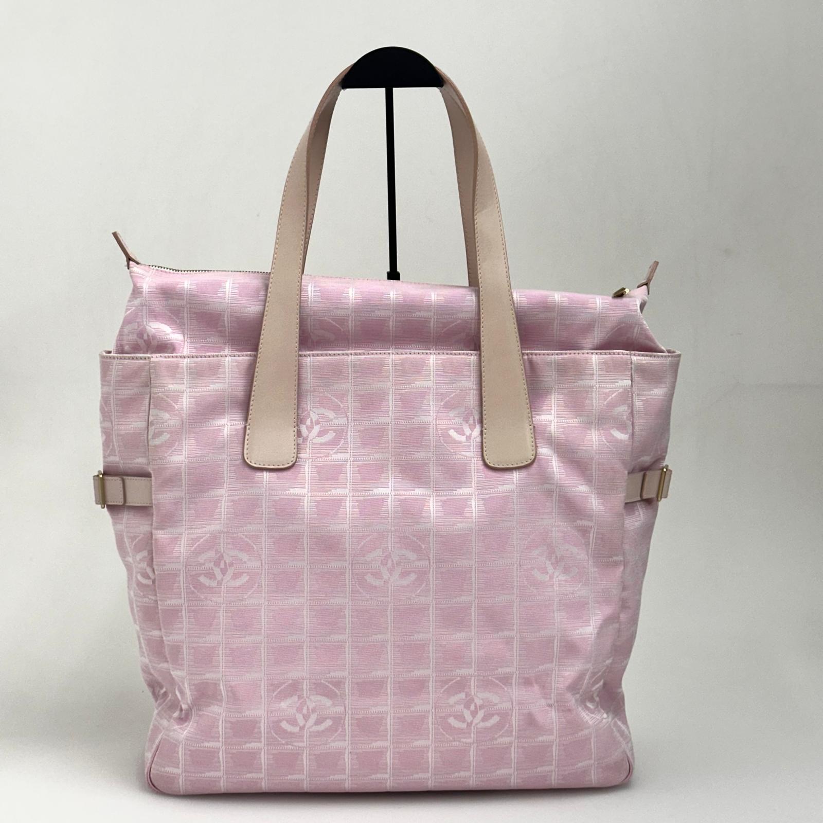 Chanel Borsa Shopper Linea Viaggio in Jacquard Rosa Anni 2000