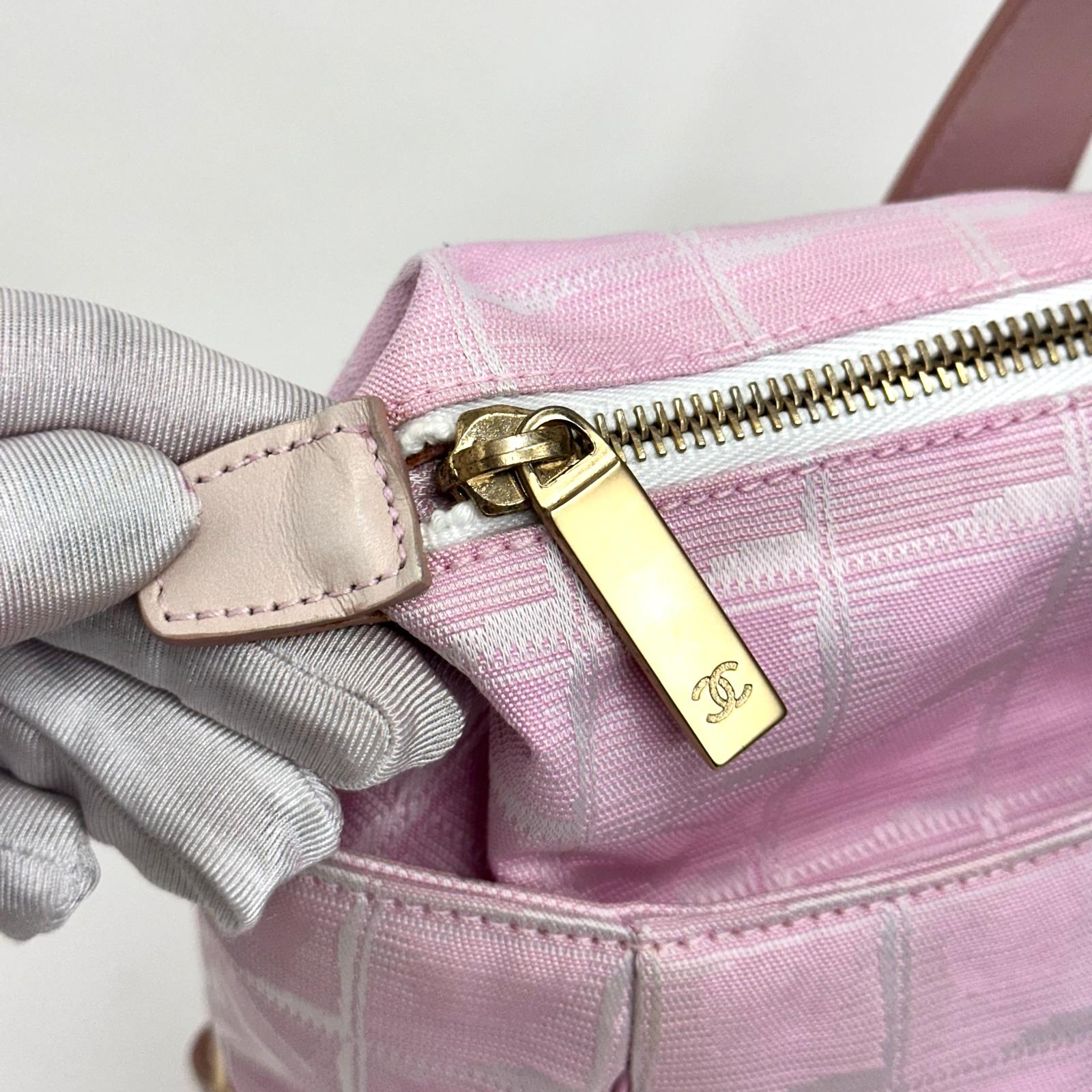 Chanel Borsa Shopper Linea Viaggio in Jacquard Rosa Anni 2000