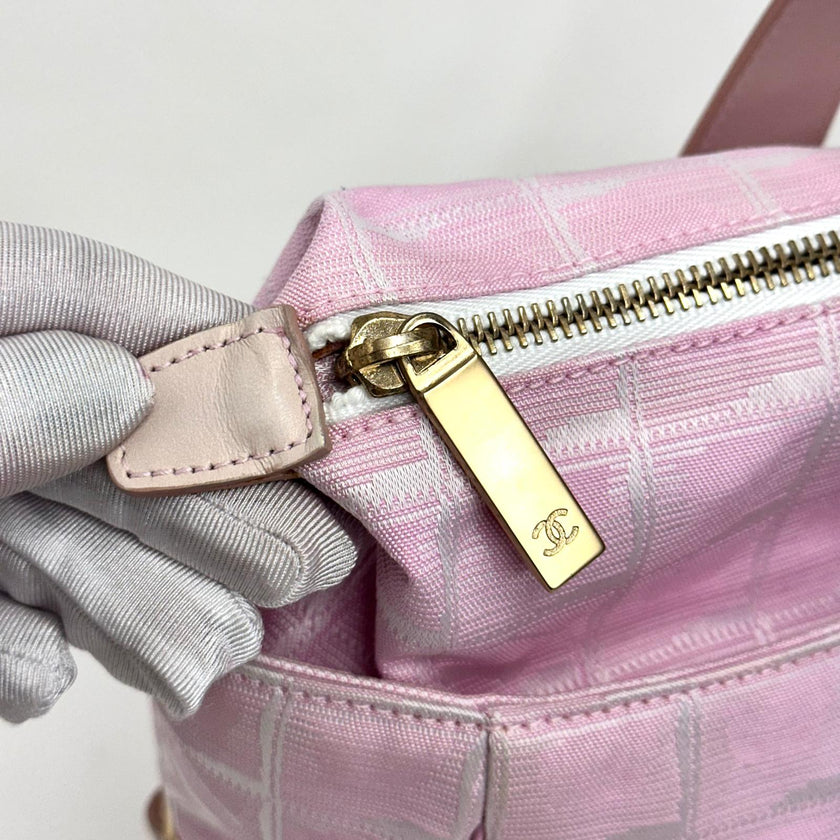 Chanel Borsa Shopper Linea Viaggio in Jacquard Rosa Anni 2000