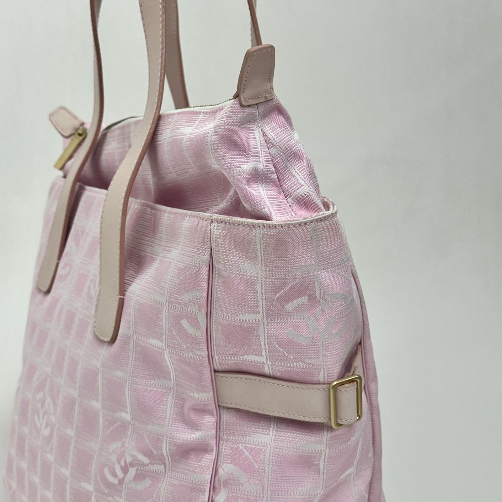 Chanel Borsa Shopper Linea Viaggio in Jacquard Rosa Anni 2000