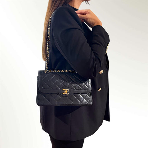 Chanel Borsa Vintage Timeless 25 Limited Paris in Pelle Nera