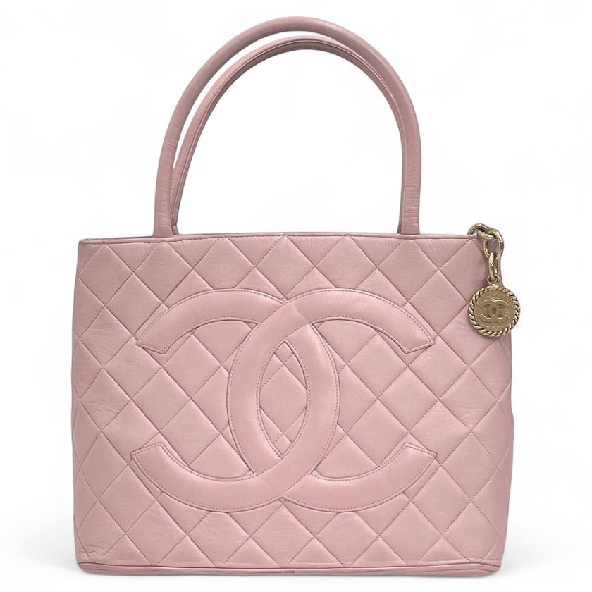 Chanel Borsa Vintage a Mano Medaillon in Pelle di Agnello Rosa