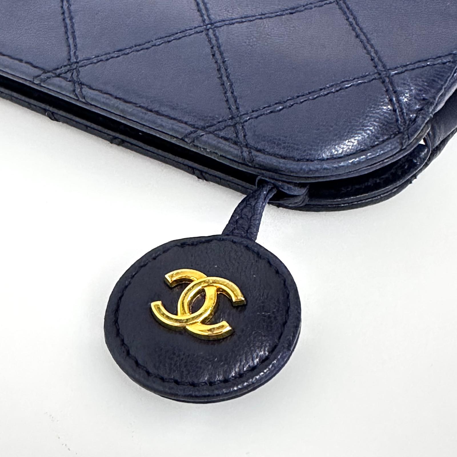 Chanel Pochette Vintage in Pelle Trapuntata Blu Navy