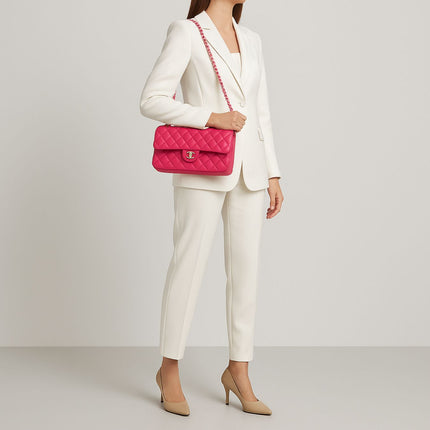 Chanel Borsa Timeless Classica in Pelle di Agnello Rosa