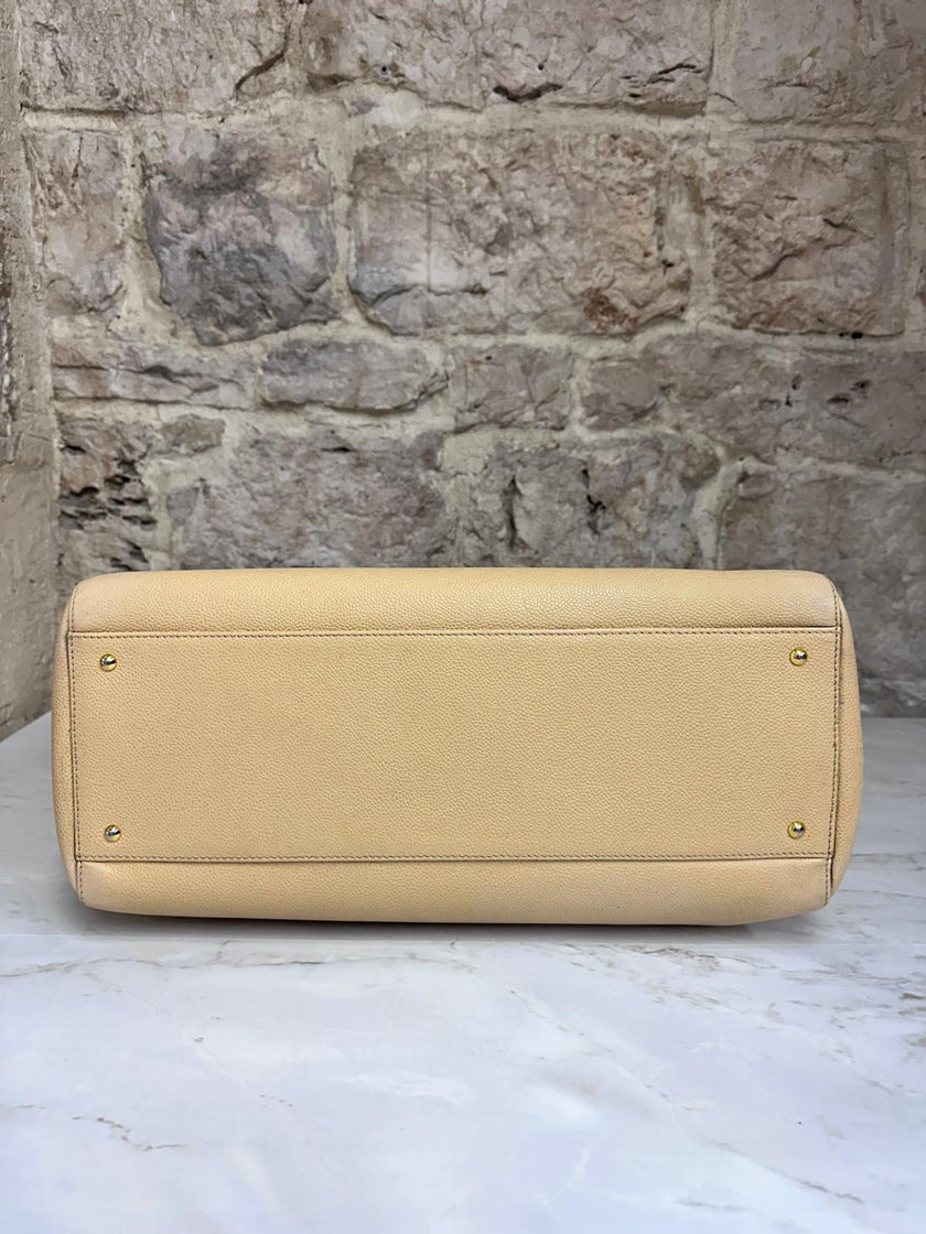 Chanel Maxi Borsa a Spalla Anni ’90 in Pelle Caviar Beige