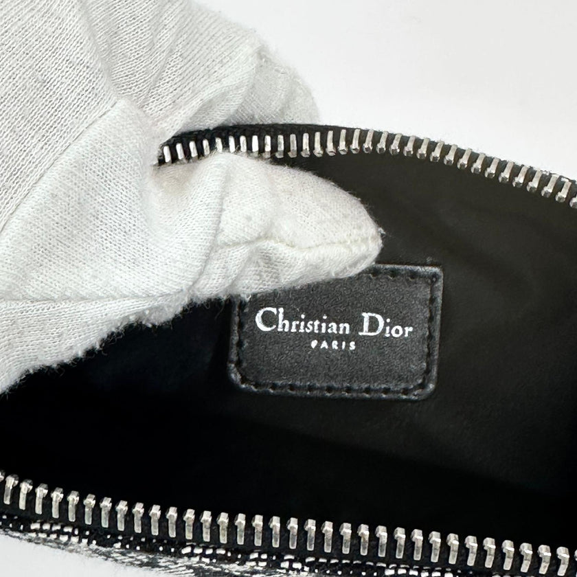 Christian Dior Pochette Trotter in Tela Monogram Blu e Pelle Nera