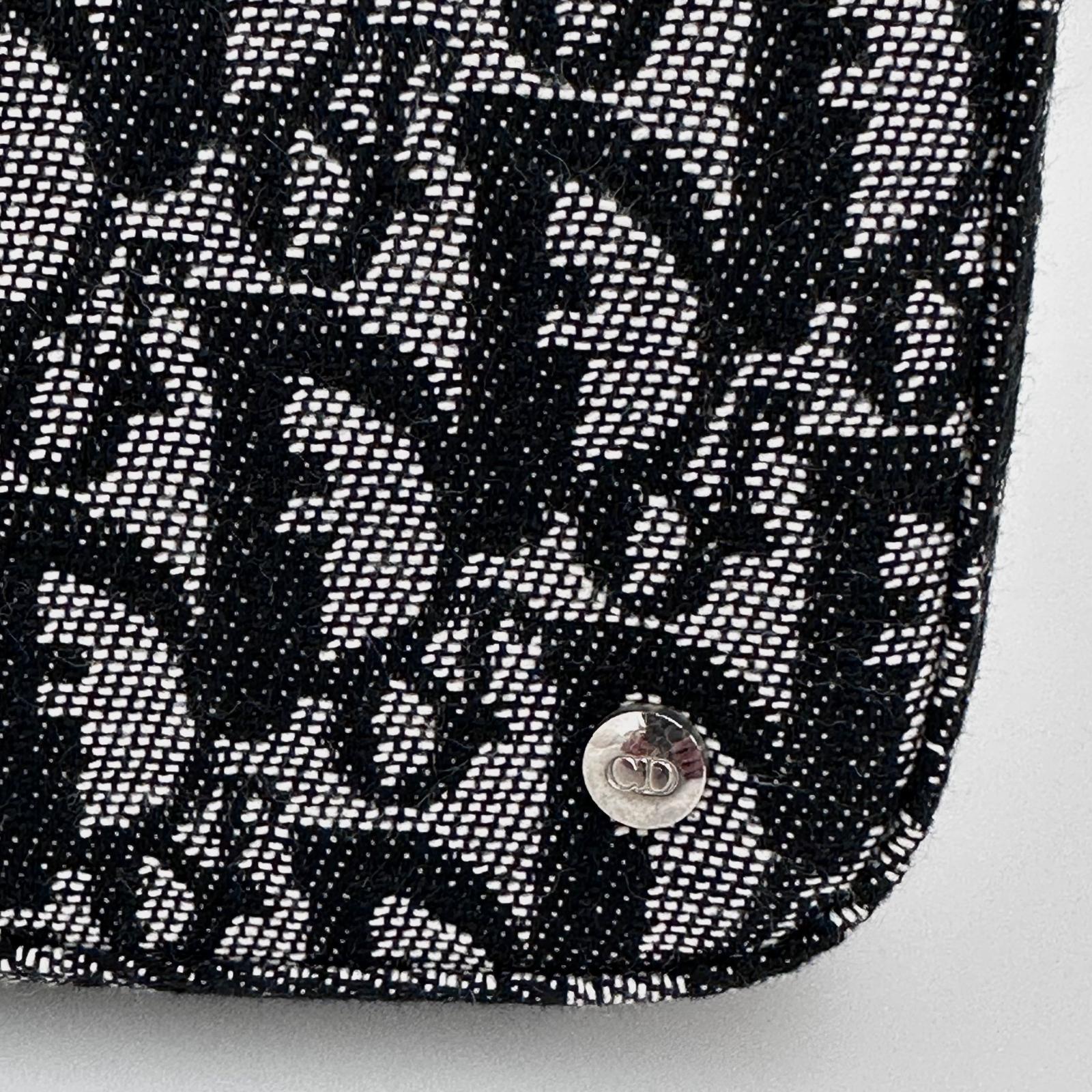 Christian Dior Pochette Trotter in Tela Monogram Blu e Pelle Nera