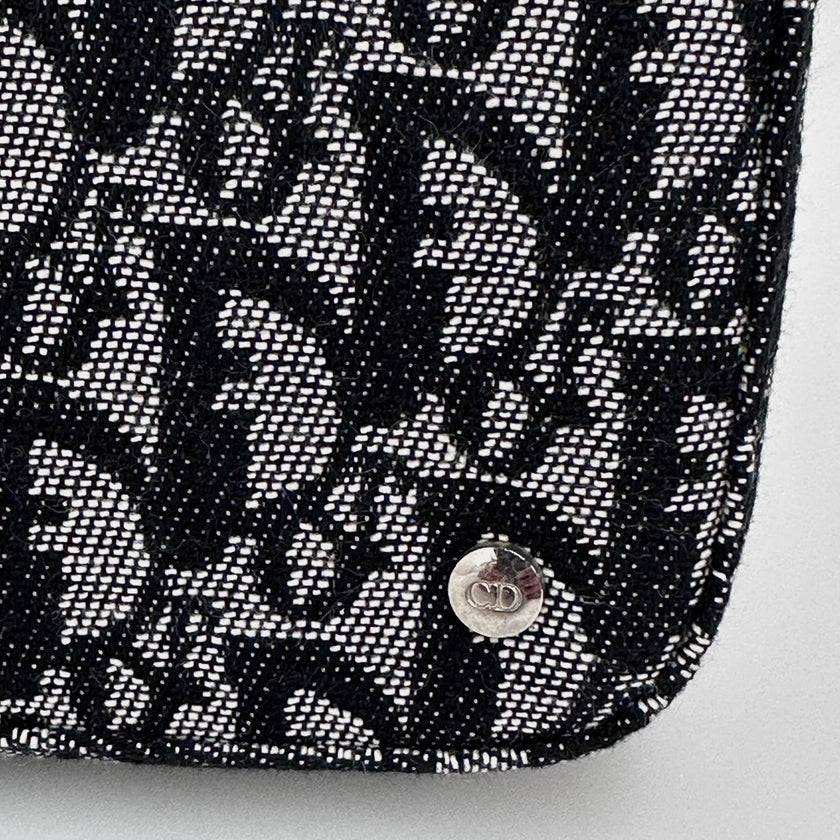 Christian Dior Pochette Trotter in Tela Monogram Blu e Pelle Nera