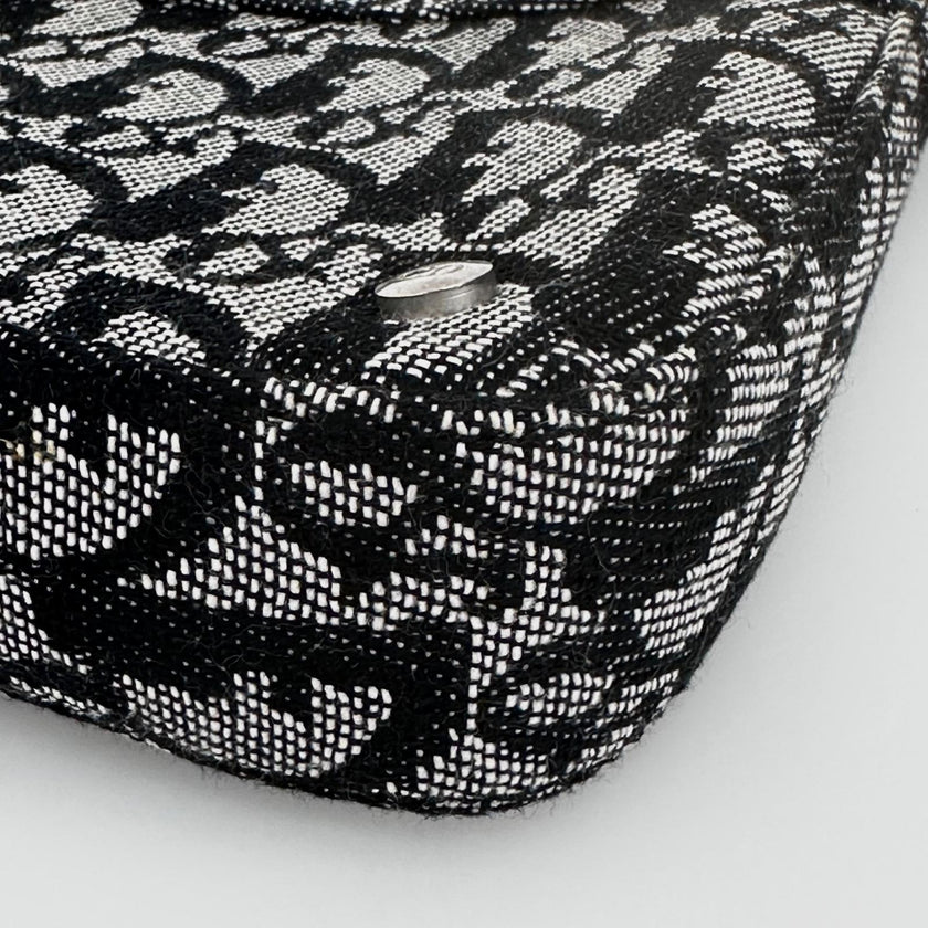 Christian Dior Pochette Trotter in Tela Monogram Blu e Pelle Nera