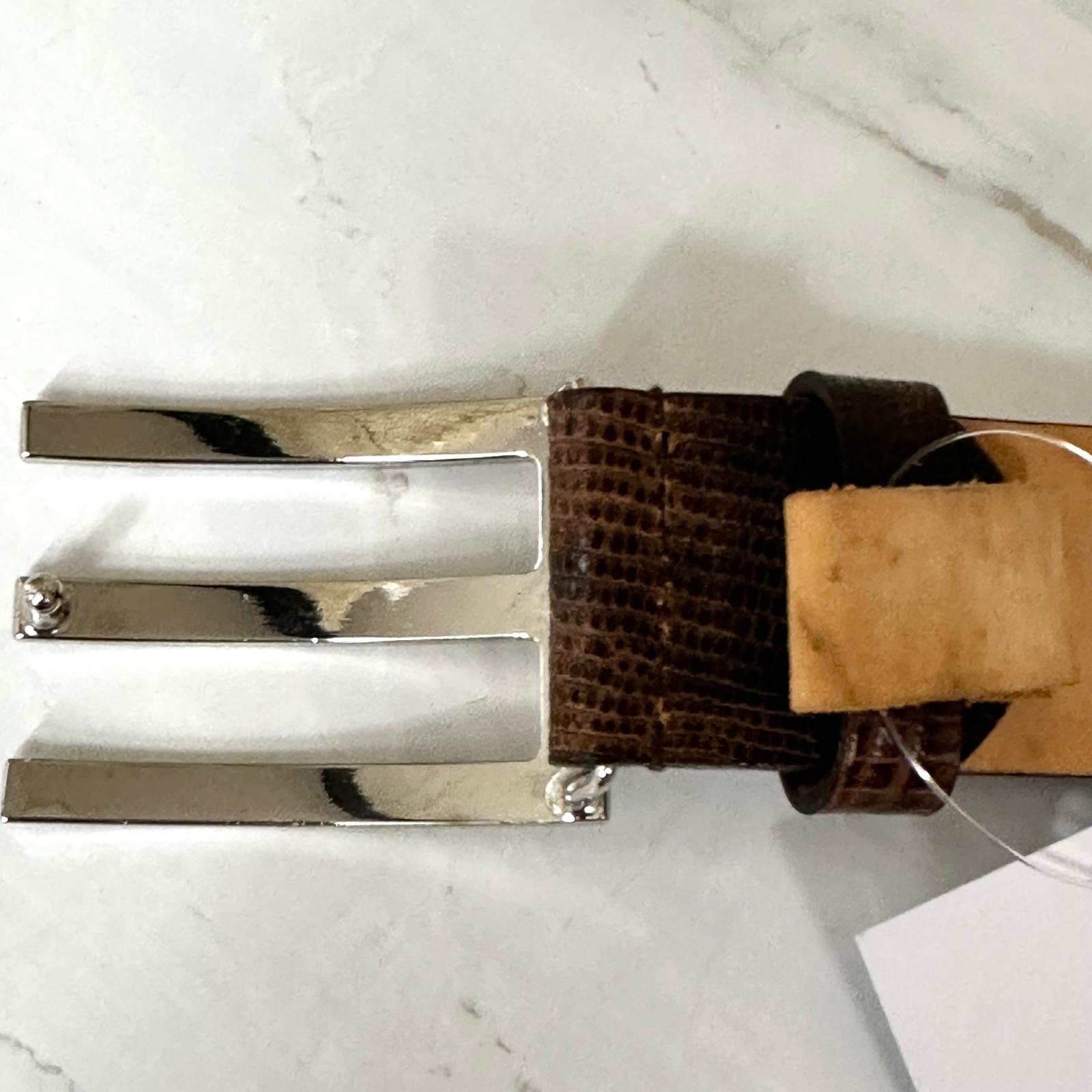 Cintura Etro Donna in Pelle Marrone Stampa Cocco con Fibbia Argento